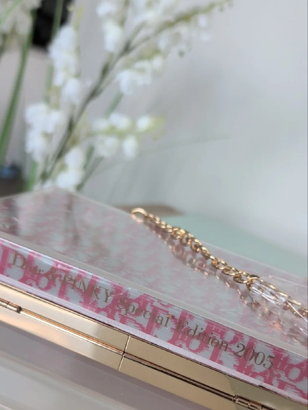 Upcycled Novelty Pink Monogram Acrylic Box Clutch - Wearable Art